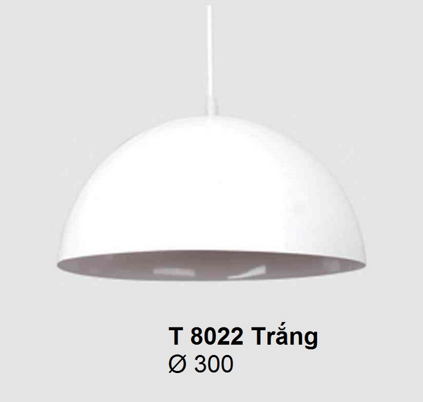 Đèn thả trần T-8022 màu trắng, bóng led đuôi E27x1 bóng (không gồm bóng), kích thước 300mm
