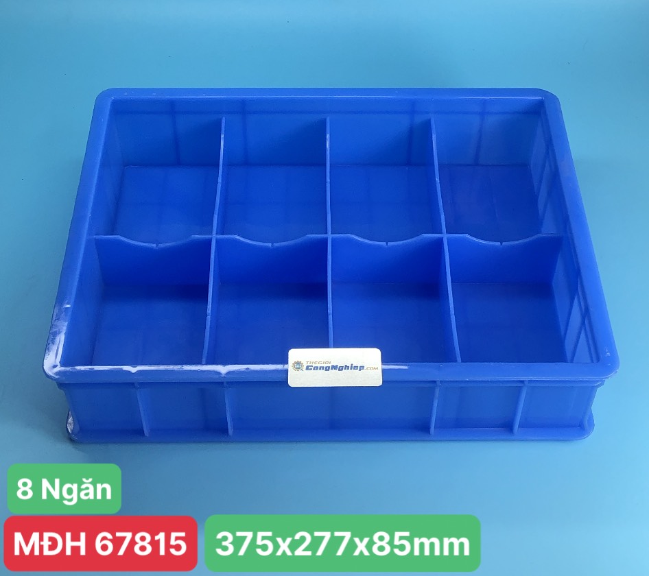 Khay nhựa xanh 8 ngăn (Kích thước ngoài 375*277*85mm)