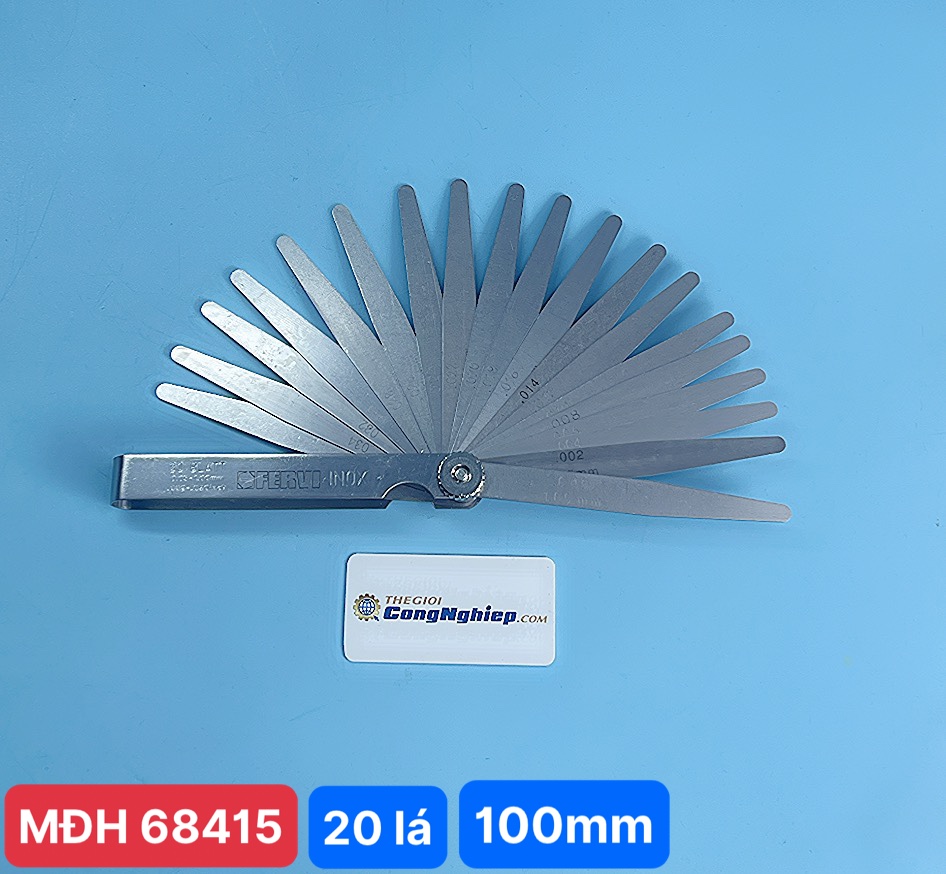 Thước căn lá 0.05 – 1.00 mm, dài 100 mm. FERVI FGx-AI (20 lá)